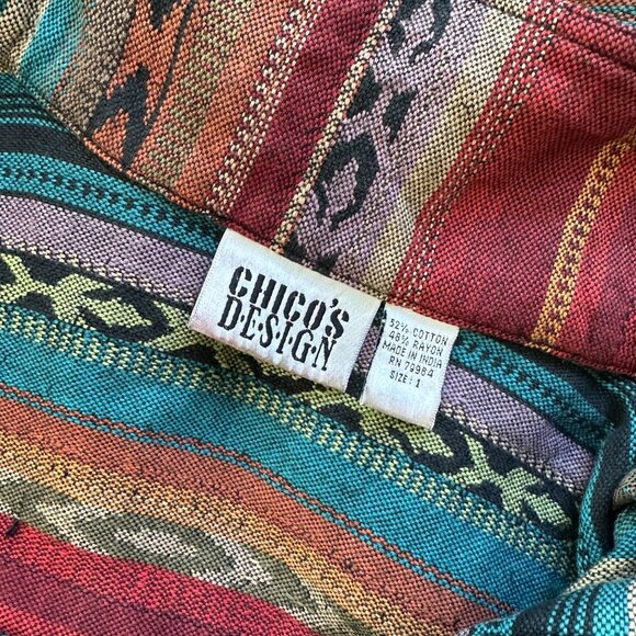 Chico's Jacket Dessert Blanket Print Southwest Woven Stripe Aztec Boho Cropped - Picture 6 of 6